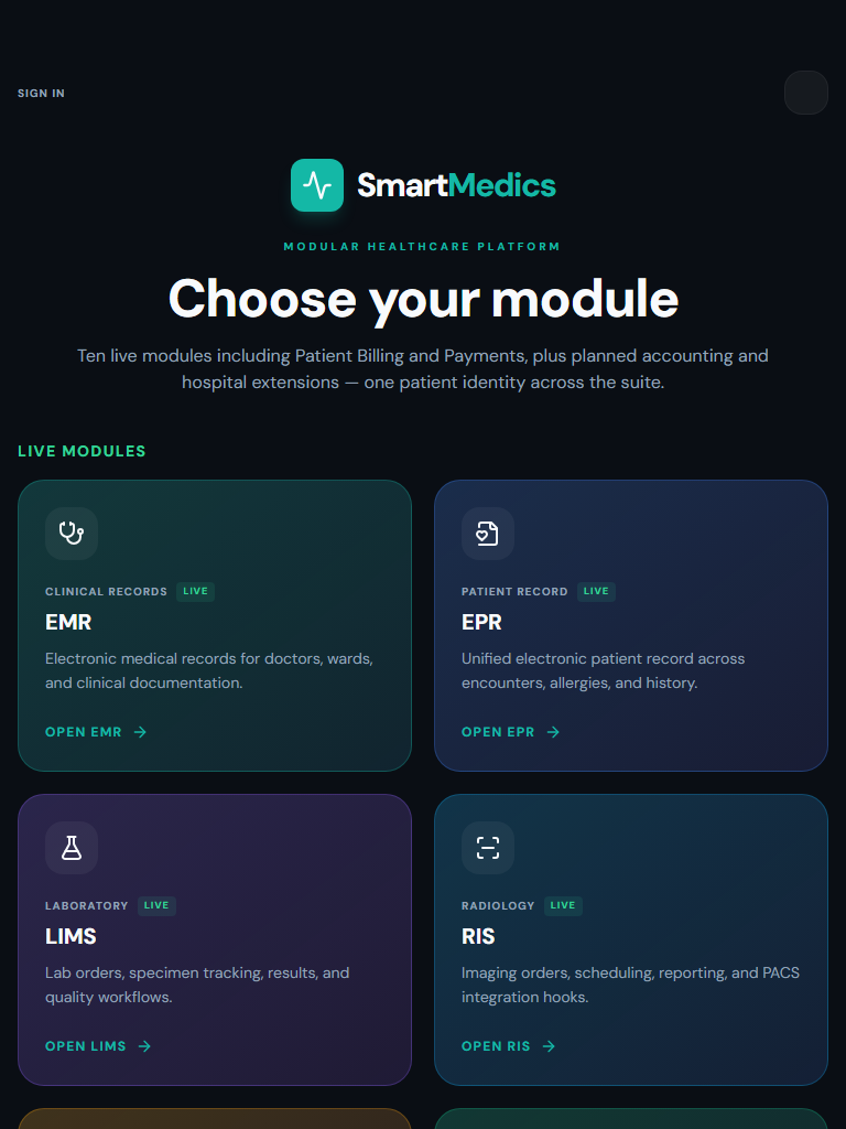 SmartMedics tablet preview